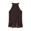 Y2k Top Women Summer Tank Crop Top Female Sleeveless Sexy Pleated Top Street Style Casual Korean Clothing Brown Cute Party top