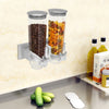 Wall Mount Food Dispenser 3L Dual-Bucket Dry Food Storage Portion Control for Rice Grains Space-Saving Kitchen Organizer
