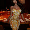 Party Dresses For Women Fashion Sexy Streetwear Printed Slash Neck Strap Sleeveless Sheath Hip Wrap Long Vestidos Robes Female
