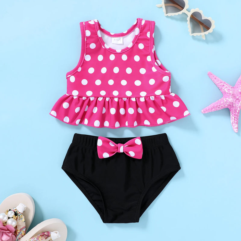 Toddler Girl Polka Dot Two Piece Swimsuit Ruffle Bikini Set Summer Pool Beach Swimwear Bathing Suit