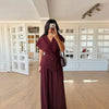 Lace Up Irregular Top Pants Suits Women Elegant V-neck Short Sleeve Belt Slim Tops High Waist Wide Leg Trousers Chic Ladies Sets