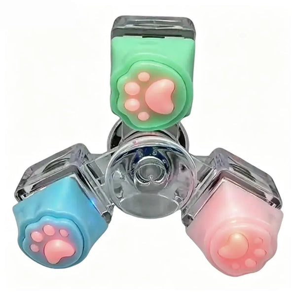 2-6 Keys Cat Paw Button Fidget Toy LED Light Keyboard Clicker Stress Relief Keychain Sensory Toy Anxiety Relief Gift For Adults