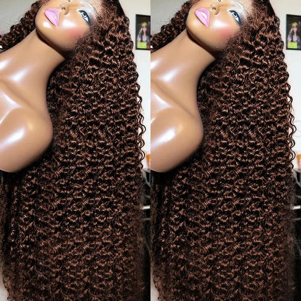 34 30 Inch Chocolate Brown Deep Wave Lace Front Wigs Human Hair #4 Colored 13x4 Hd Curly Lace Frontal Wigs Pre Plucked