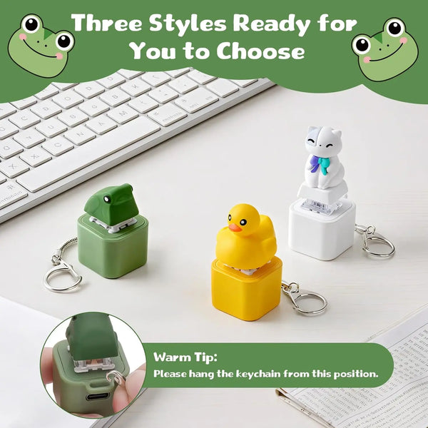 Viral Keyboard Clicker Toy: LED Light Up Duck Frog Squeeze Toy, ASMR Tactile Fidget Keychain, Office Anxiety Relief, New