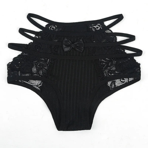 Women's Panties Sexy Lace Hollow Out Lingerie Breathable Ultra-Thin Underpants Lace Floral Comfortable High Waist Elastic Briefs