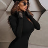 Women Spring Autumn Long Sleeve Bodycon Soild Color Black Slim Package Hip Mini Dress Female Clothing Streetwear