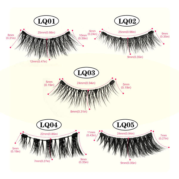 No Glue Needed False Magnetic Eyelashes Set with Tweezers Reusable Magnetic Fake Eyelash Natural Fluffy Faux Mink Lashes Makeup