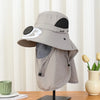 Men Fan Hat With Solar Panel Wide-Brimmed Shawl Fishing Hat Solar USB Charging UV-Protection Outdoor Hat