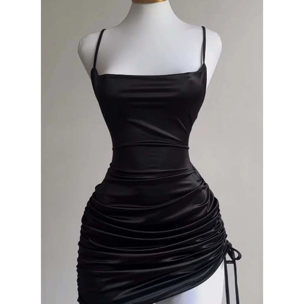 Sexy Sleeveless Backless Bodycon Mini Dress Women Summer Satin Lace Up Party Club Dresses Streetwear Evening Black Y2K 2025 Robe