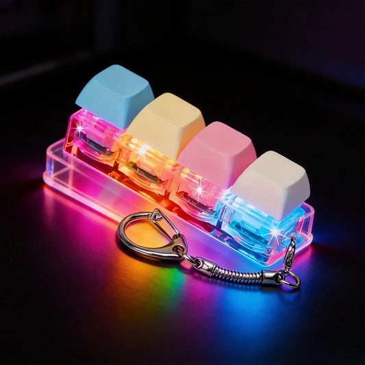 Decompression 4/9 Keyboard Keychain Anti Stress Relief Keyring Clicker Relief Button Pinch Tester Antistress Accessory