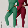 Two-Piece Set Women'S Patchwork High Elastic Soft round Neck Flat Shoulder Long Sleeve Slim Fit Beautiful Hip Tight Pants Yoga Clothes Suit Workout Running Clothes Four Seasons Outdoor Running Cycling Hiking Walking Shopping Fashion Suit Gym