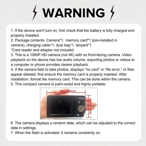 FHD 1080P Digital Camera with SD Card, 16X Digital Zoom Camera, Portable Mini Camera for Teenagers Students Boys Girls, Point and Shoot Camera for Gifts, Tech Gadgets, Gift, Pocket Camera #GLOBAL PICKS