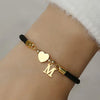 Initial-Herz-Anhänger-Armband, modischer All-Match-Schmuck für Frauen, retro verstellbares Seilarmband für den täglichen Gebrauch